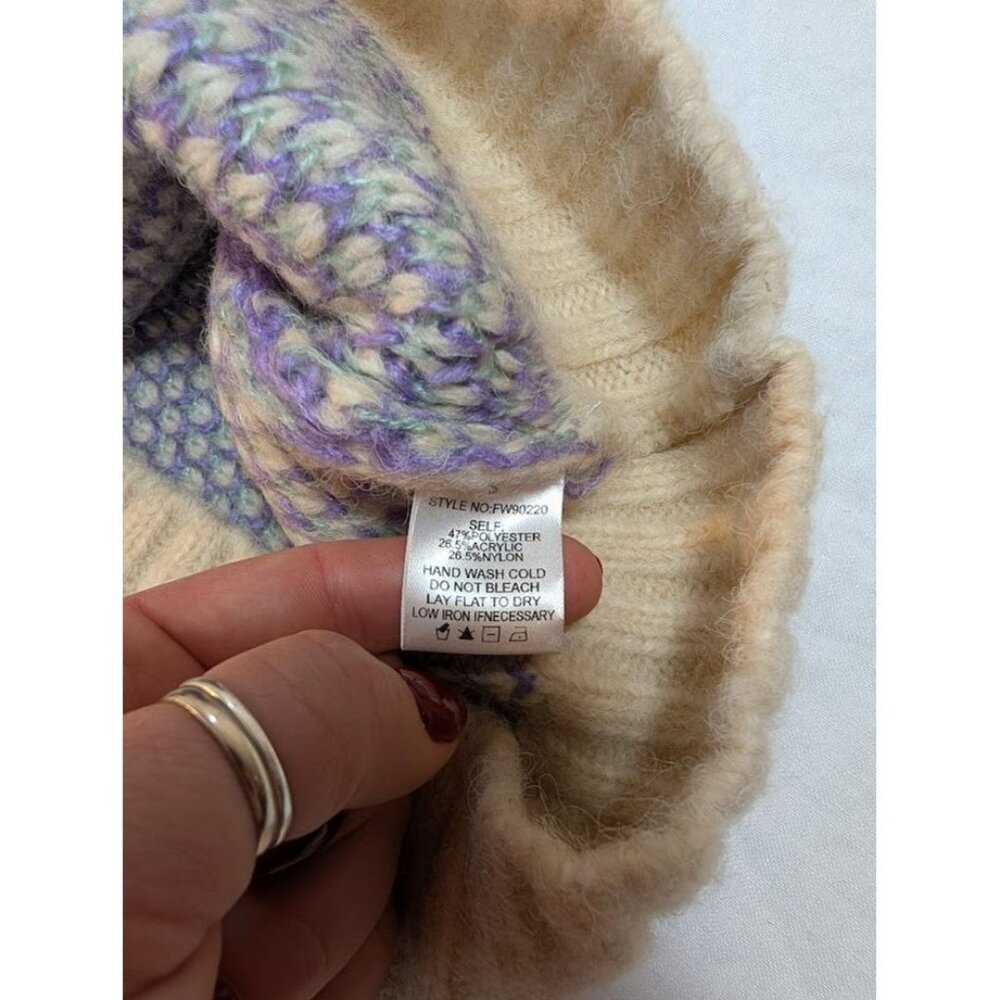Calirta women's sz small floral v neck sweater vest white purple green pink SW6 - Picture 3 of 6